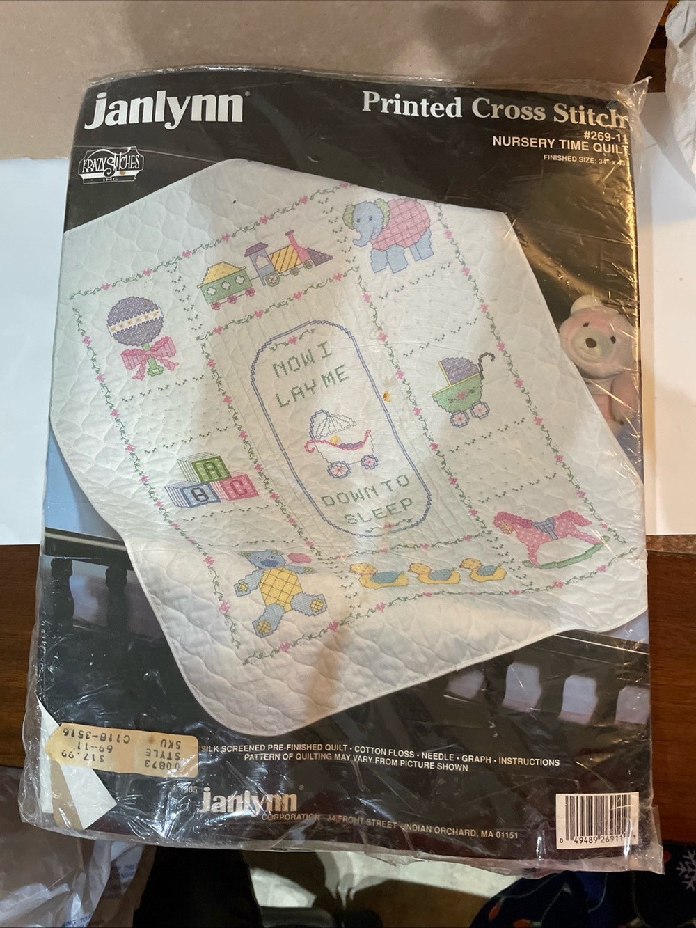 Vintage Janlynn Baby Nursery Time Quilt Kit Printed Cross Stitch #269-11